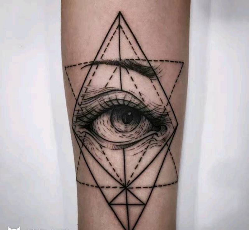 几何眼睛纹身图片