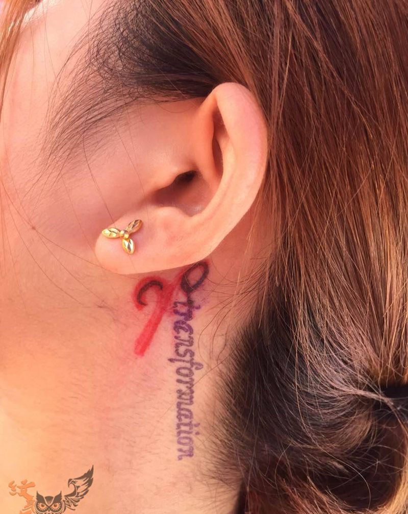 蜕变纹身图片_颈部传统图腾字符原创修改遮盖纹身图案