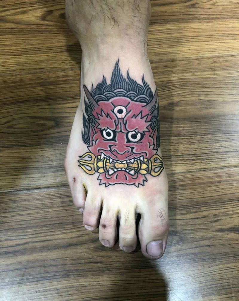 日式脚面纹身图片_脚部老传统纹身图案