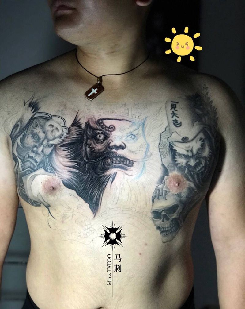 黑白无常（未完）纹身图片