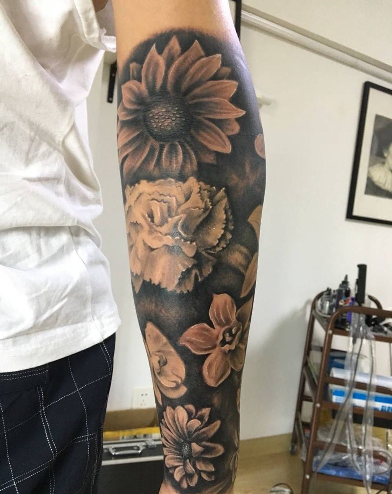 “花”臂纹身图片