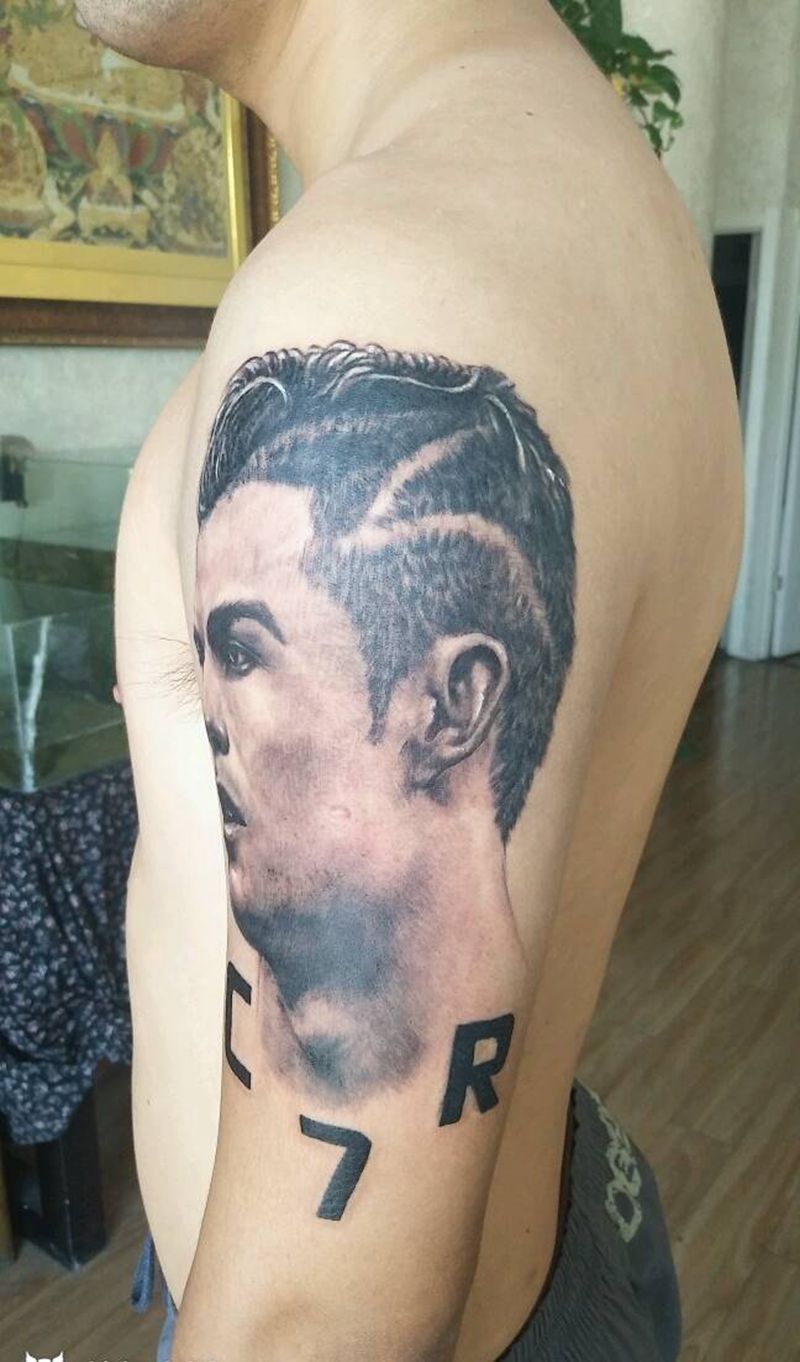 c罗肖像纹身纹身图片_手臂欧美肖像纹身图案