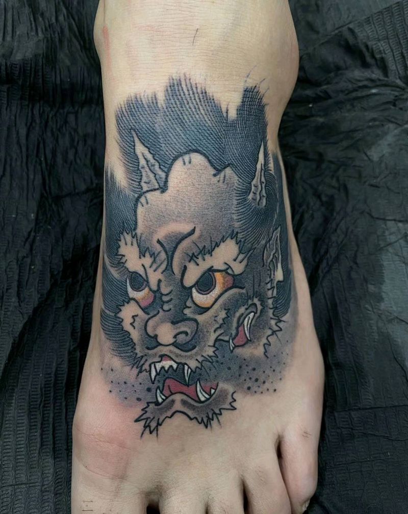 今日夜班大满背纹身图片_脚部腿部老传统纹身图案