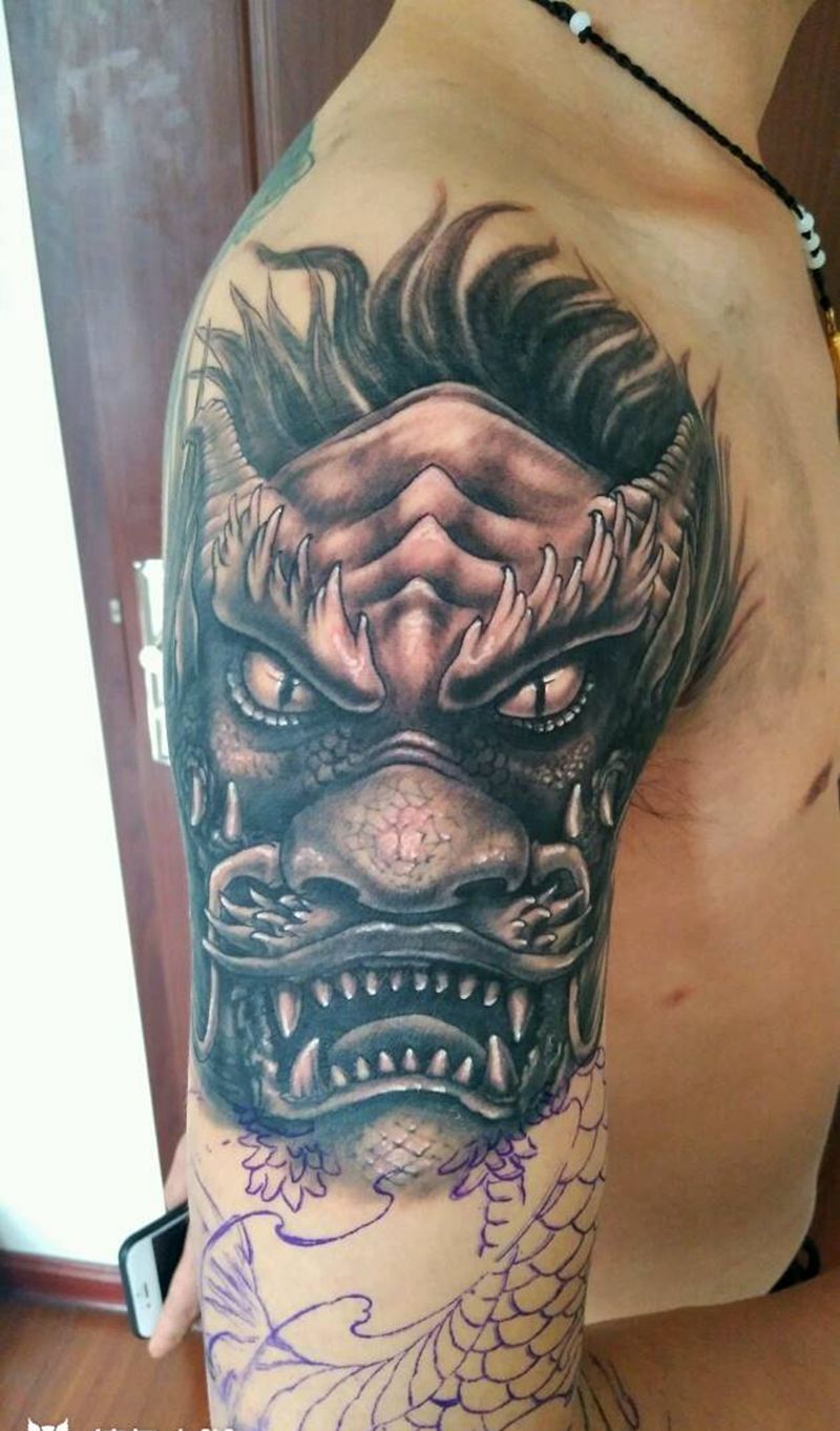 龙头快完成纹身图片_传统宗教成品纹身图案