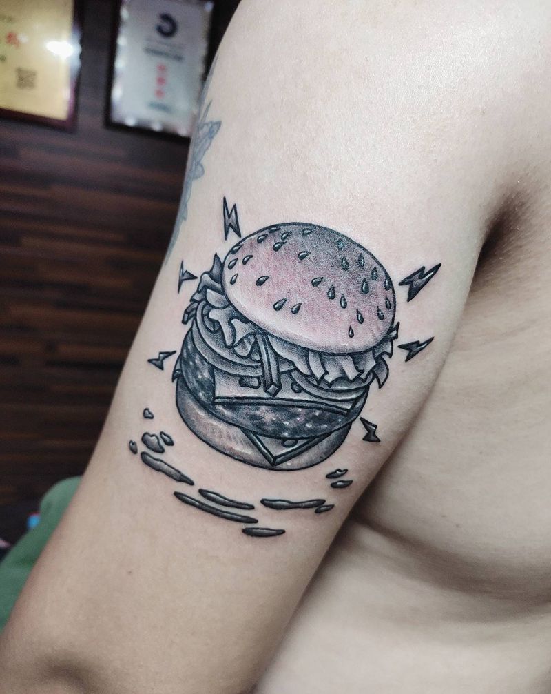 汉堡堡纹身图片_手臂纹身图案