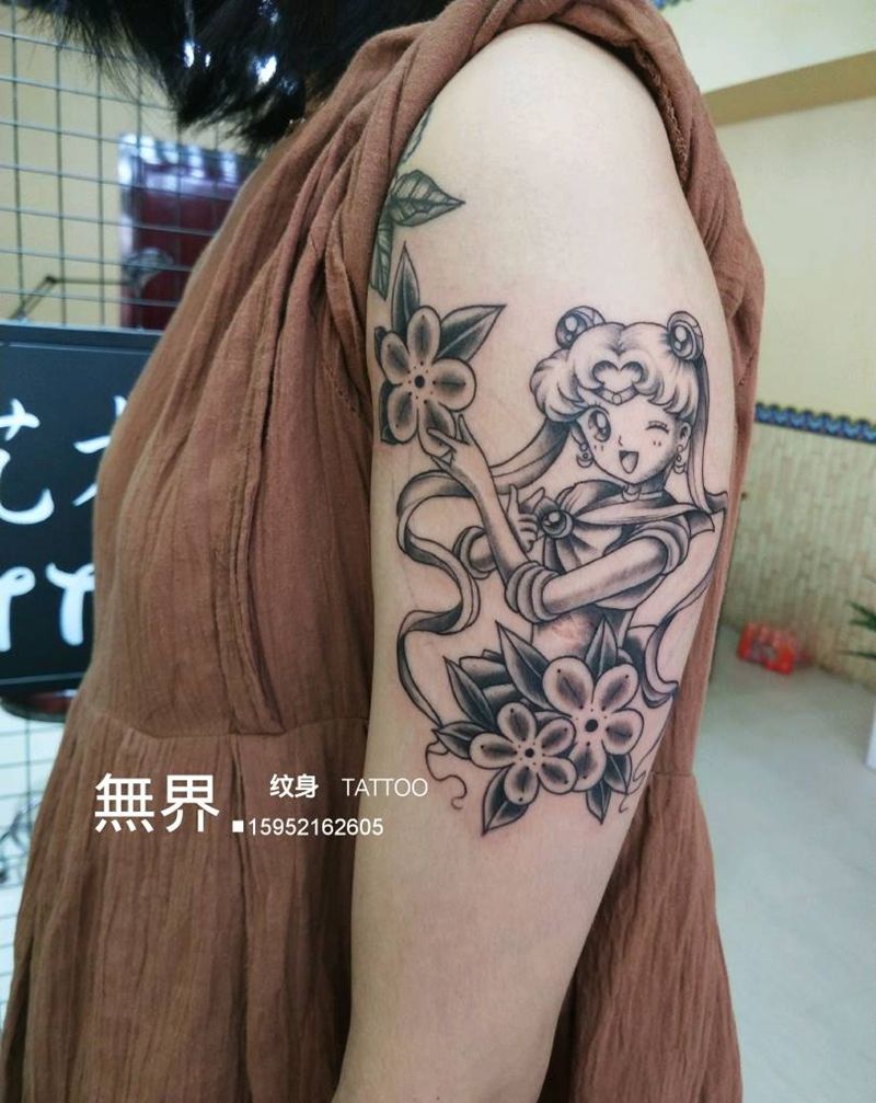 水冰月纹身图片_肩部手臂人物成品纹身图案