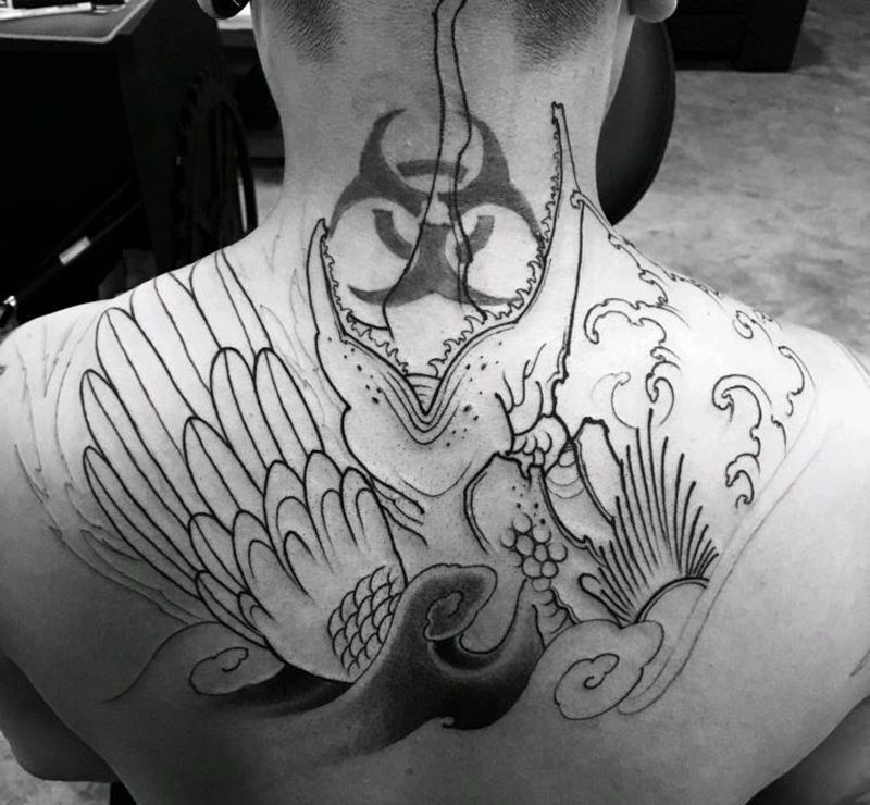 遮盖 鸦天狗纹身图片