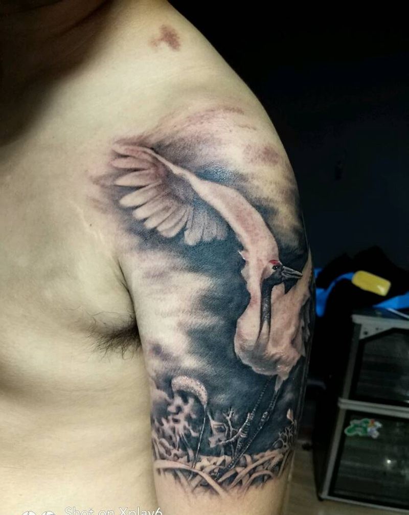 鹤舞九天纹身图片