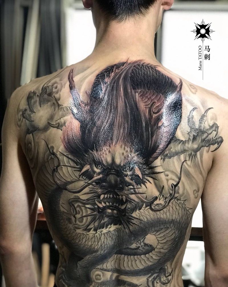 龙的细节慢慢做纹身图片