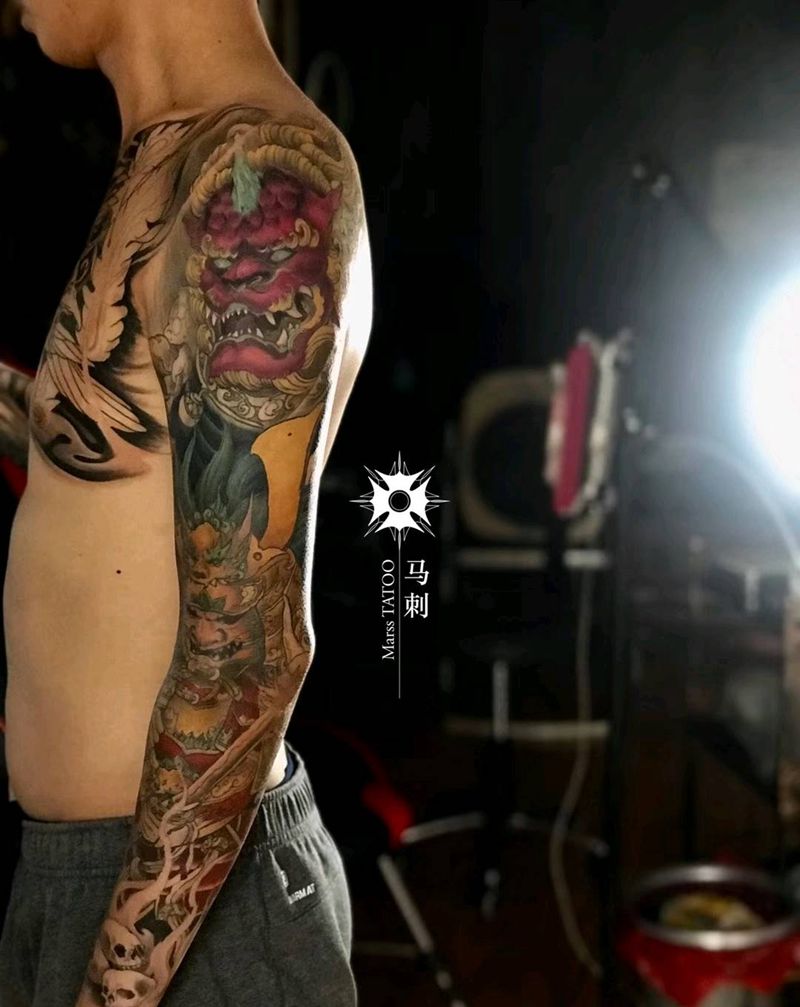 传统花臂纹身图片