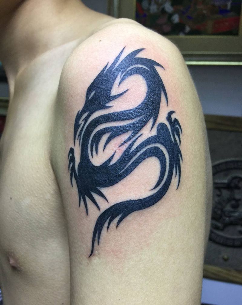 图腾龙纹身图片