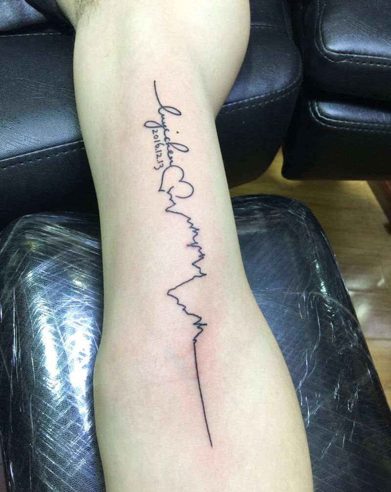 心电图纹身图片