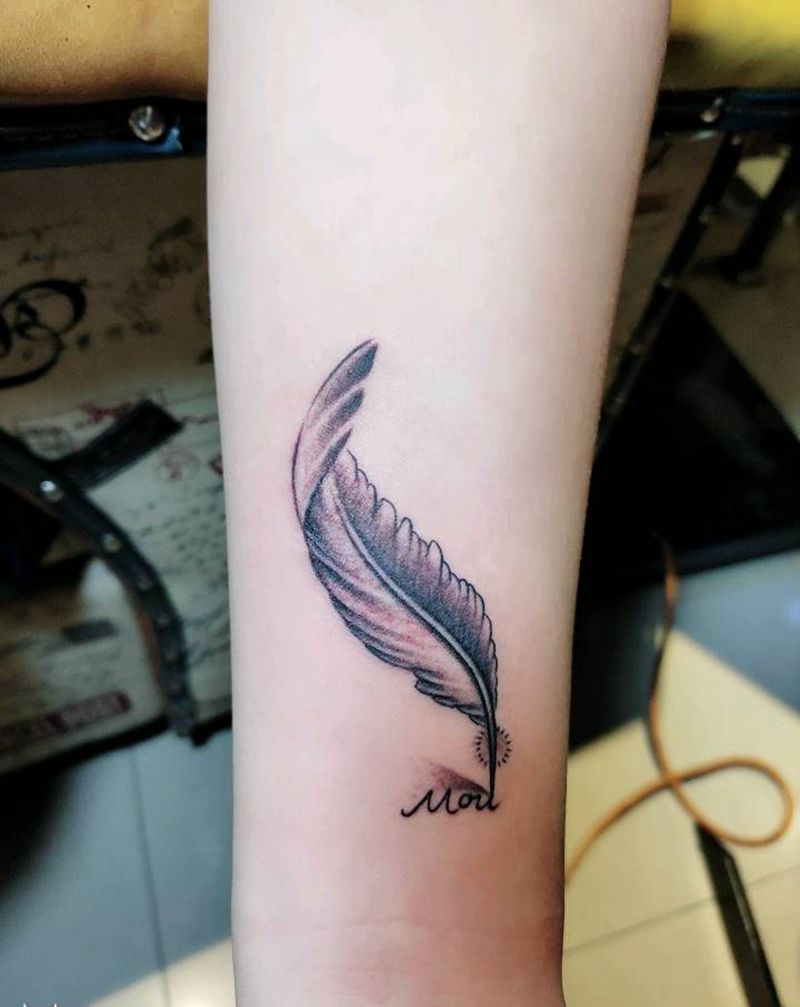 羽毛纹身图片_手臂纹身图案