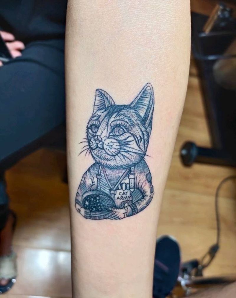 猫纹身图片_手臂纹身图案