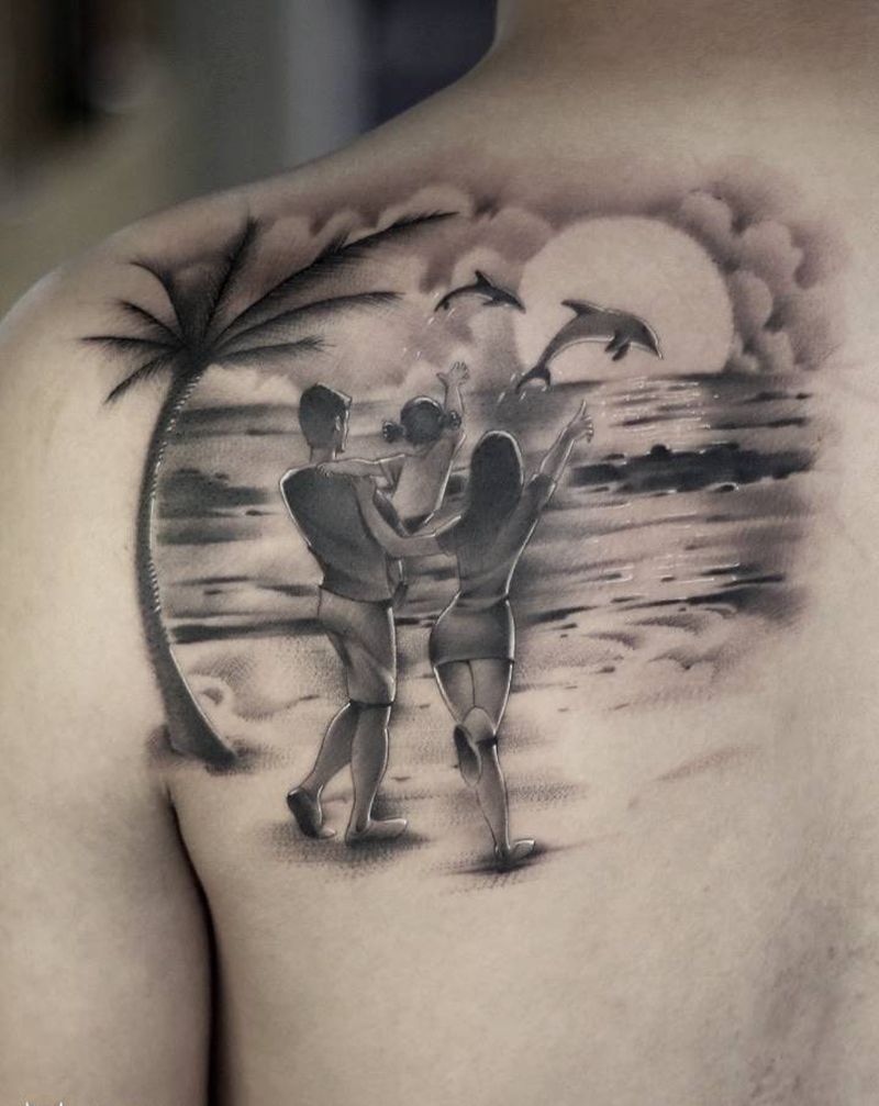 肖像纹身图片_背部纹身图案