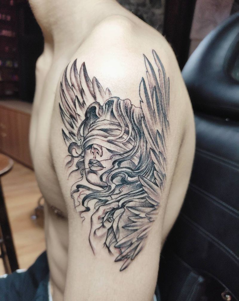 天使纹身图片_手臂纹身图案