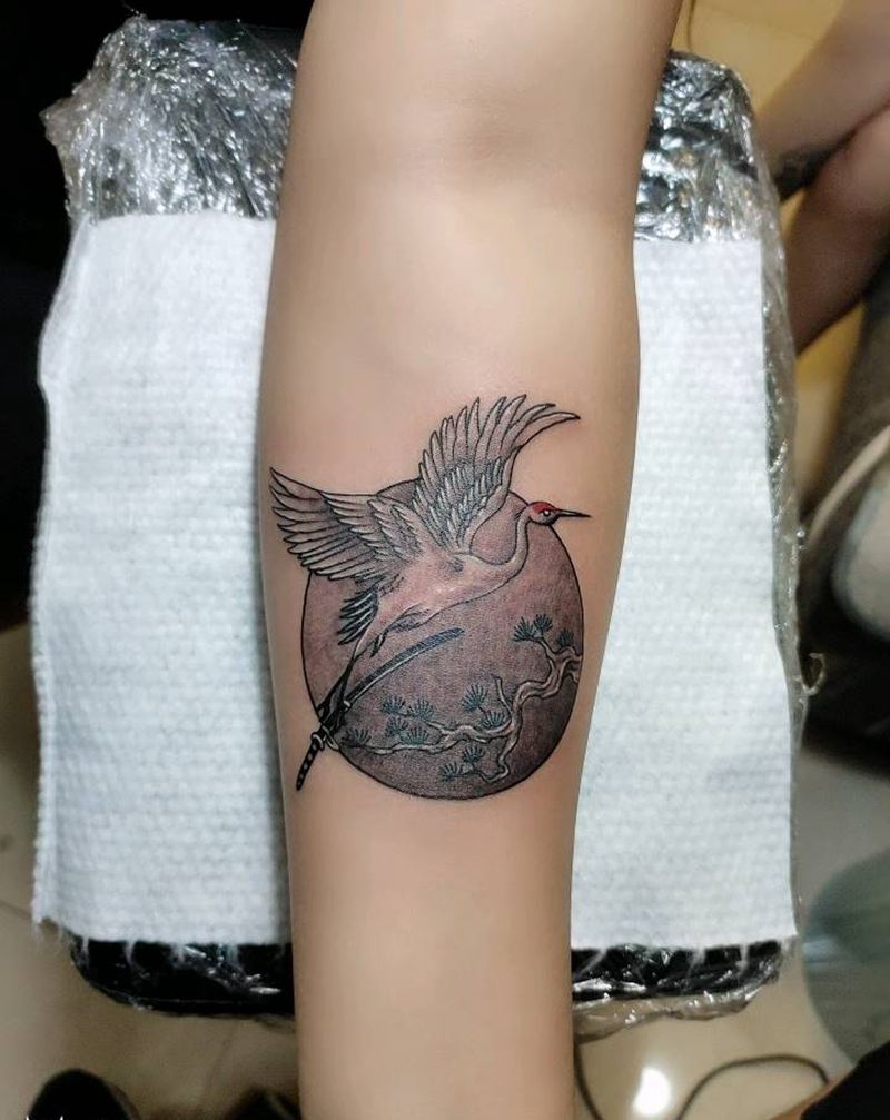 鹤纹身图片_手臂纹身图案