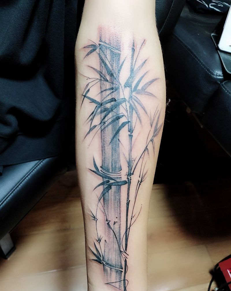 竹子纹身图片_手臂纹身图案