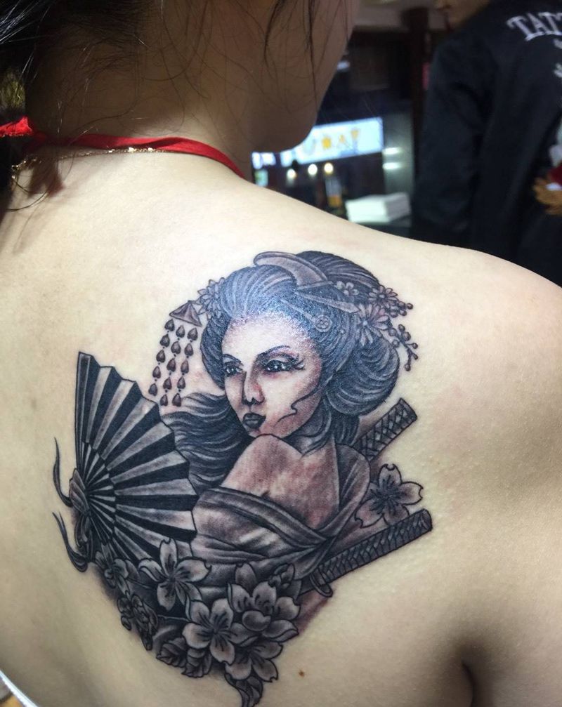 遮盖艺妓纹身图片
