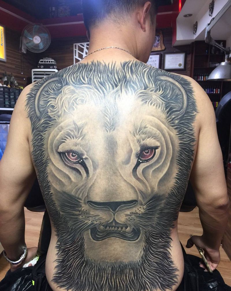 狮完纹身图片