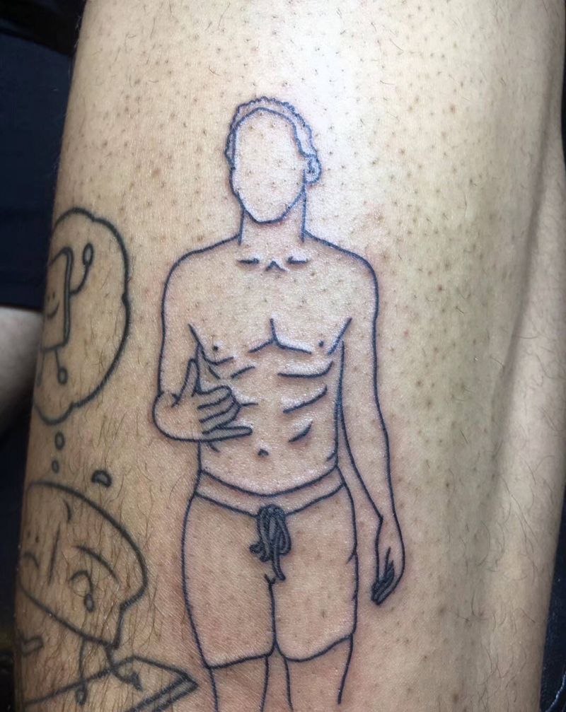 国外帅哥自己的简笔画纹身图片