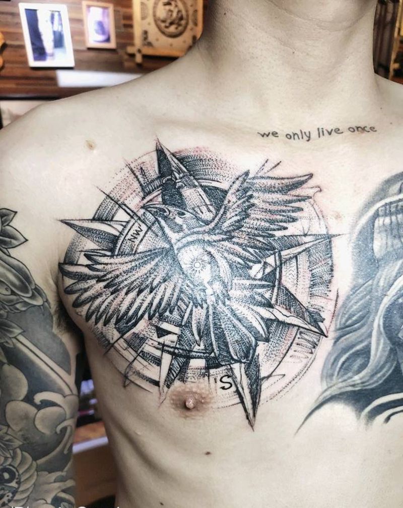 写实纹身图片_胸部纹身图案