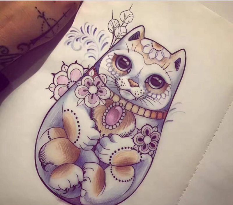 猫纹身图片