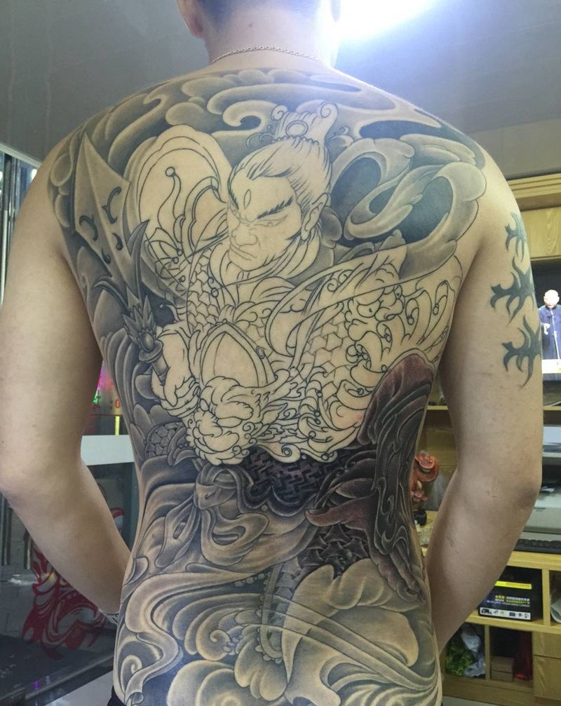 二郎神上色步骤纹身图片