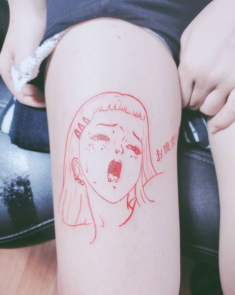 美女纹身图片_腿部纹身图案