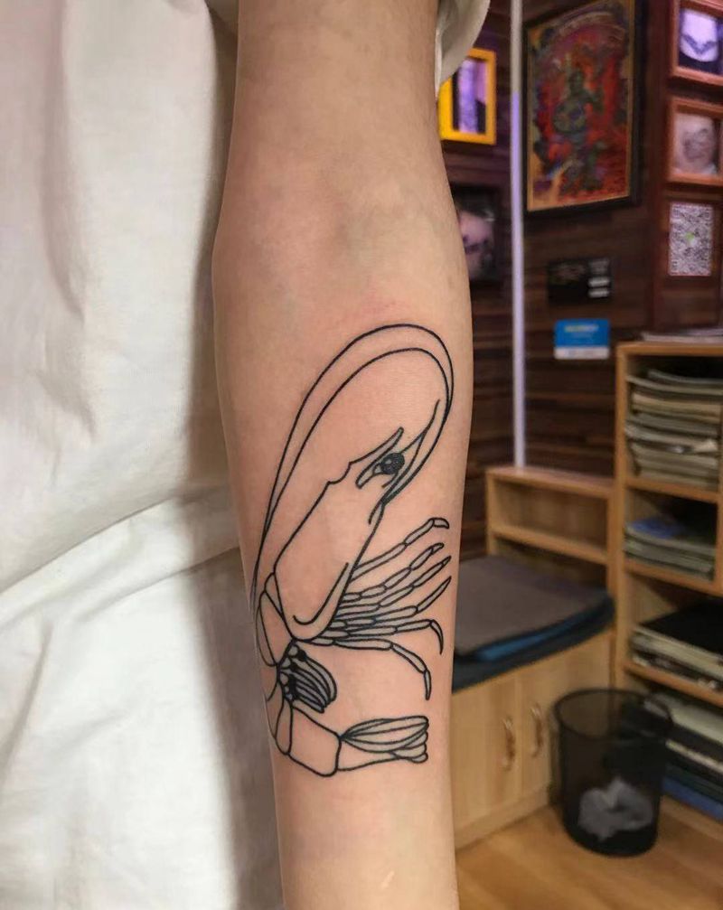 虾纹身图片_手臂纹身图案