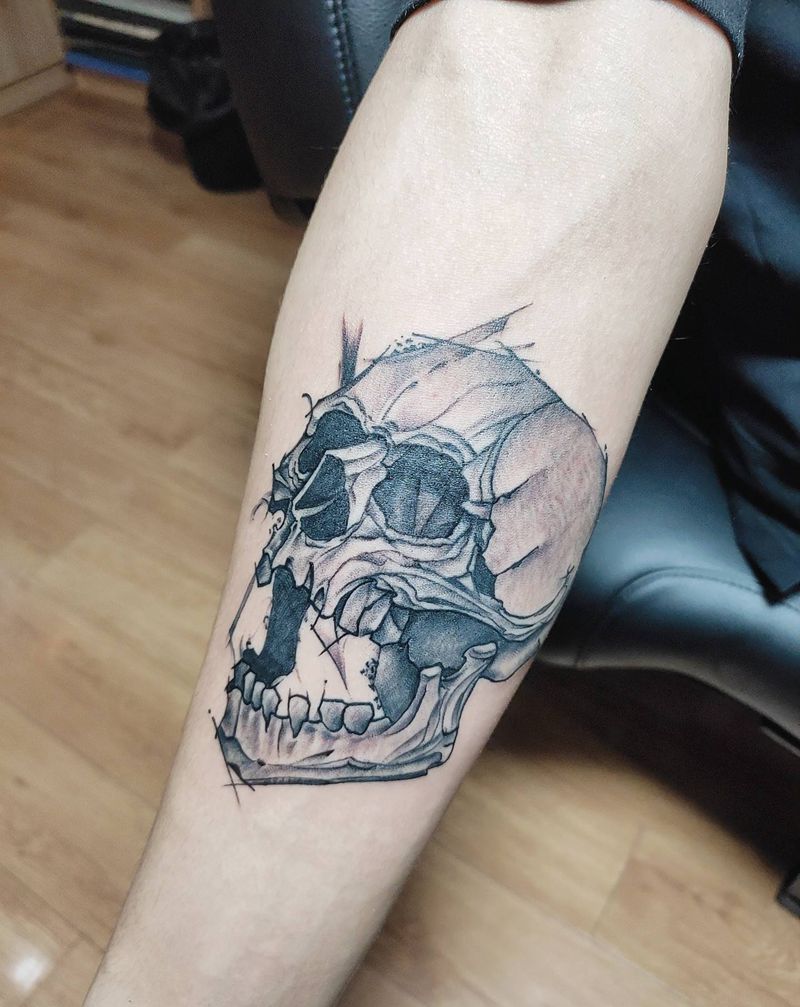 骷髅纹身图片_手臂纹身图案