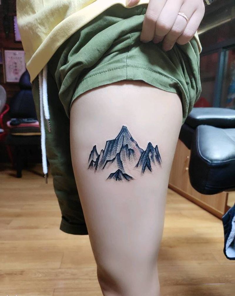 山纹身图片_腿部纹身图案