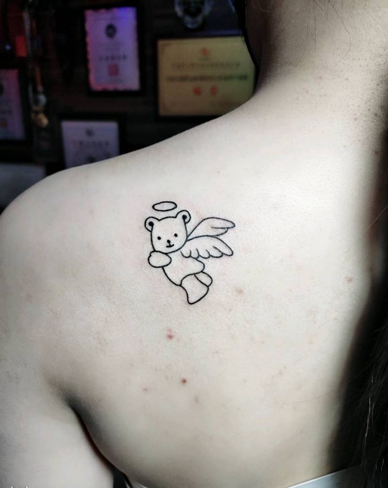 小清新纹身图片_肩部纹身图案