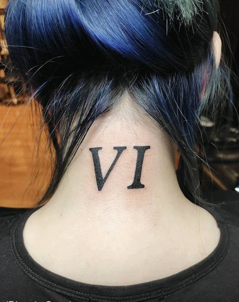 小清新纹身图片_颈部纹身图案