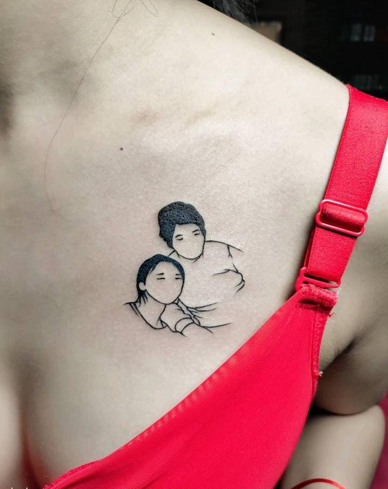 简笔画纹身图片_胸部纹身图案