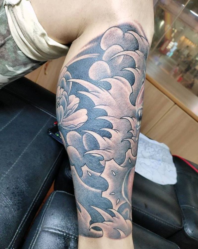 花纹身图片_腿部纹身图案