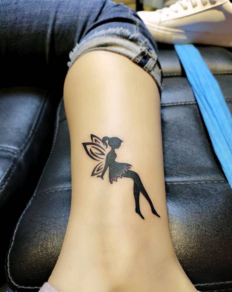 精灵纹身图片_腿部纹身图案