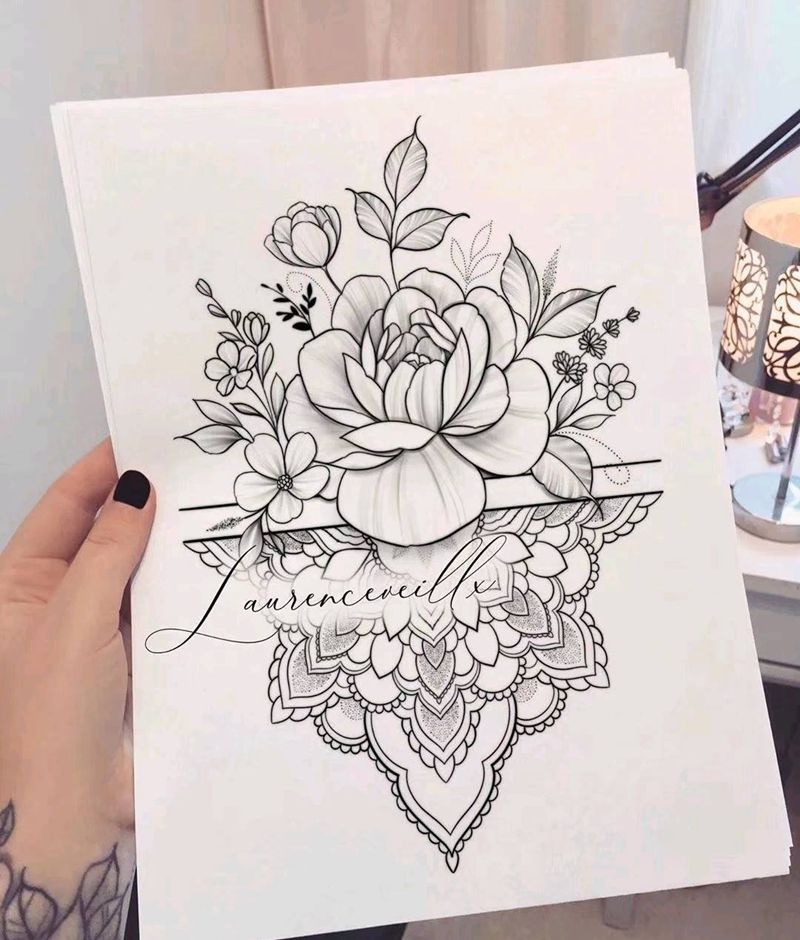 束花纹身图片_手臂纹身图案