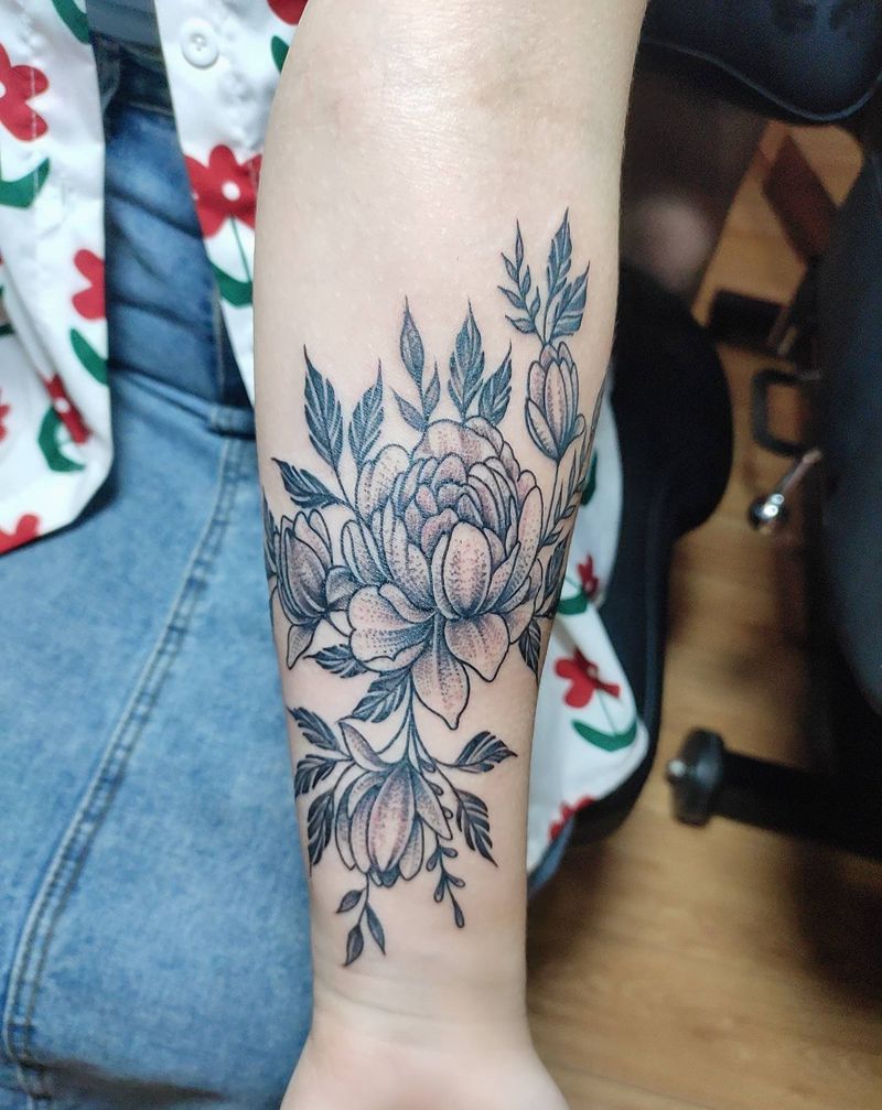 素花纹身图片_手臂纹身图案