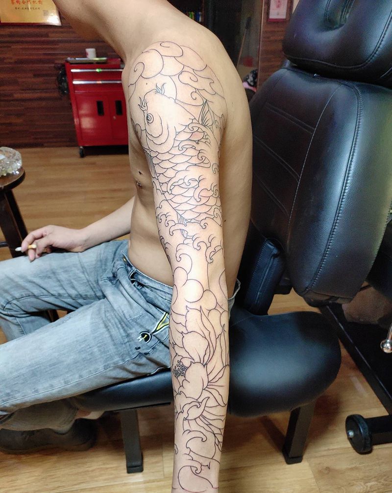 线条纹身图片_手臂纹身图案