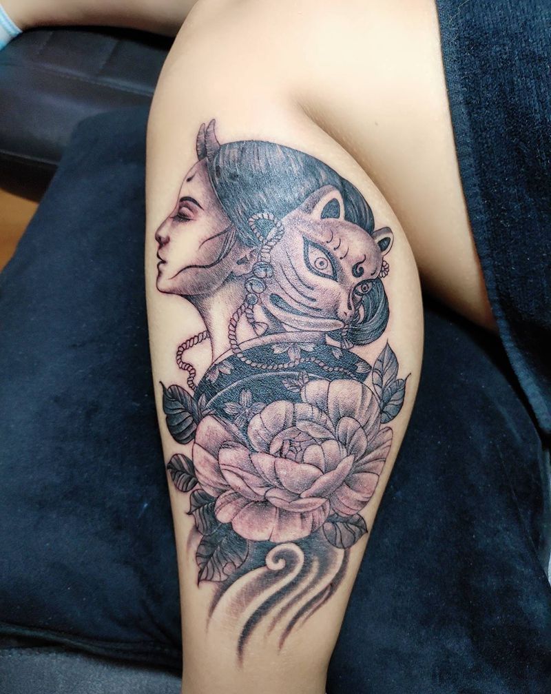 艺伎纹身图片_新传统纹身图案