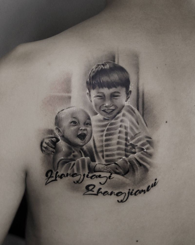 肖像纹身图片_背部纹身图案