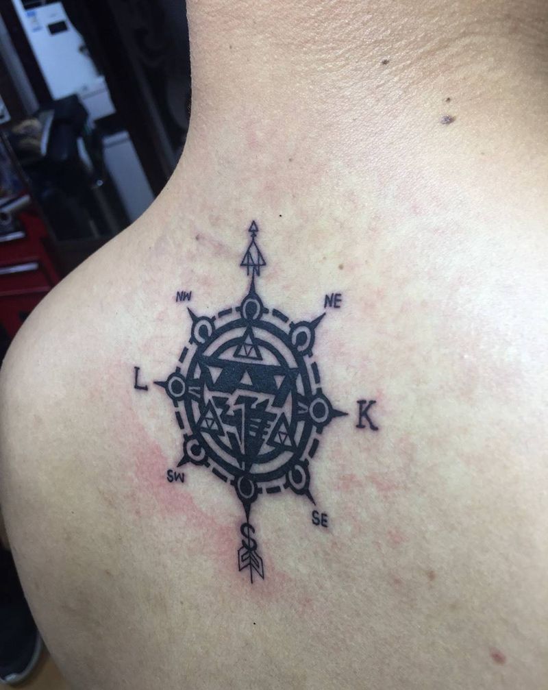 指南针纹身图片