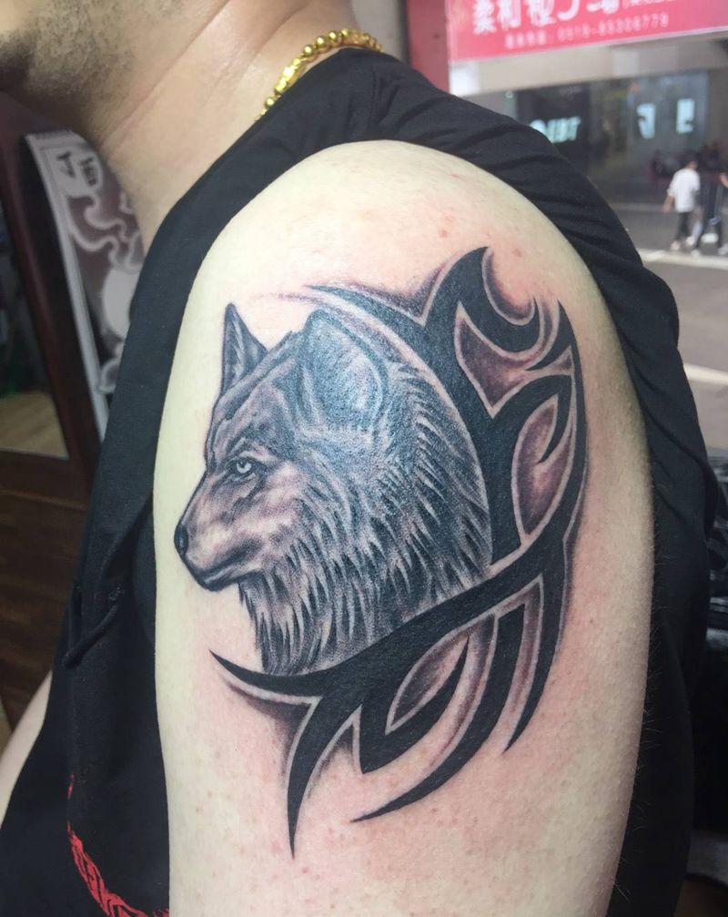 狼头纹身图片
