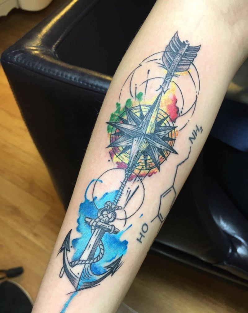 指南针纹身图片