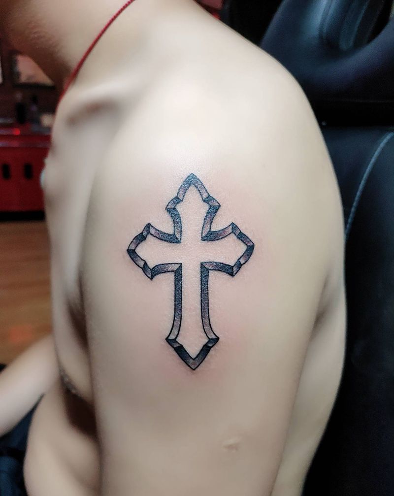 十字架纹身图片_手臂纹身图案