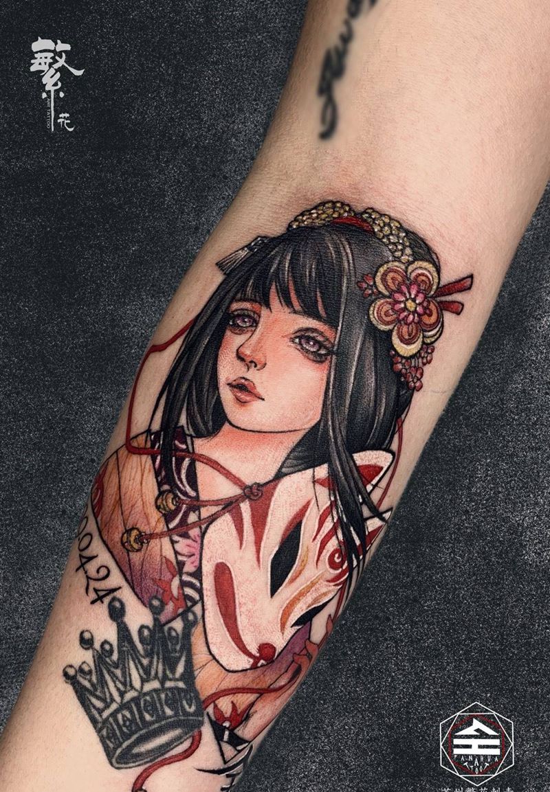 日式歌舞伎纹身图片_手臂新传统纹身图案