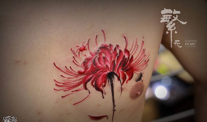 彼岸花 无毛猫 水母纹身图片_手稿成品手臂手部胸部清新几何动物植物纹身图案