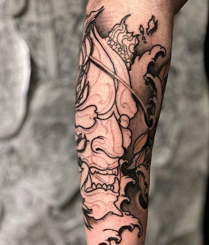 传统般若纹身图片_腿部手臂老传统纹身图案