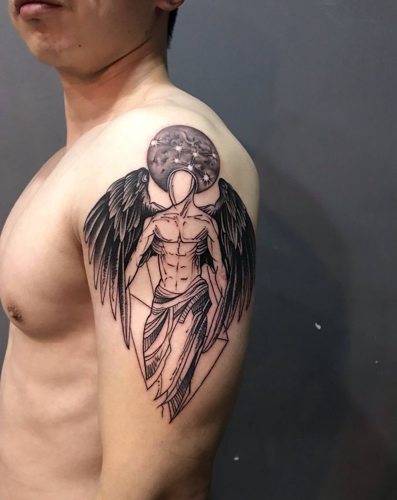 天使纹身图片_手臂欧美写实纹身图案